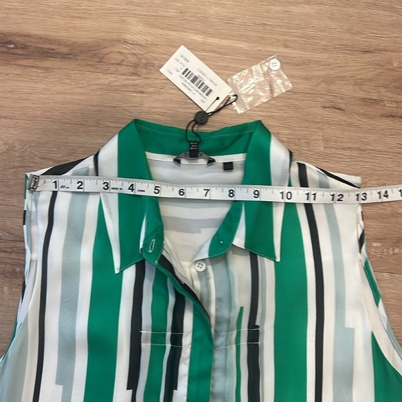 NWT Raoul 100% Silk - Green / Black / White Style: Shirt dress Size - 8 - Picture 9 of 11